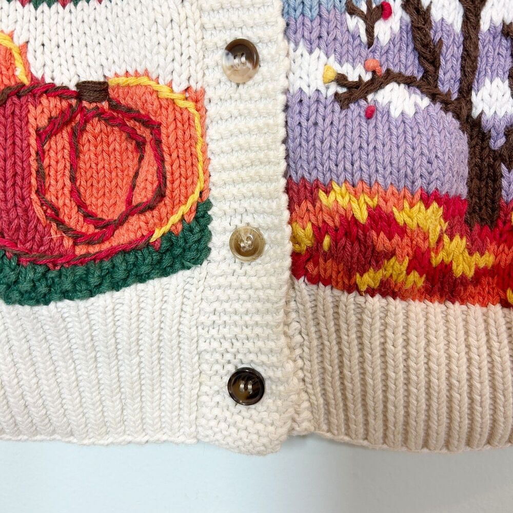 Orvis Harvest Fall Pumpkin Holiday Sweater Vest Cotton Size Medium - Picture 10 of 13